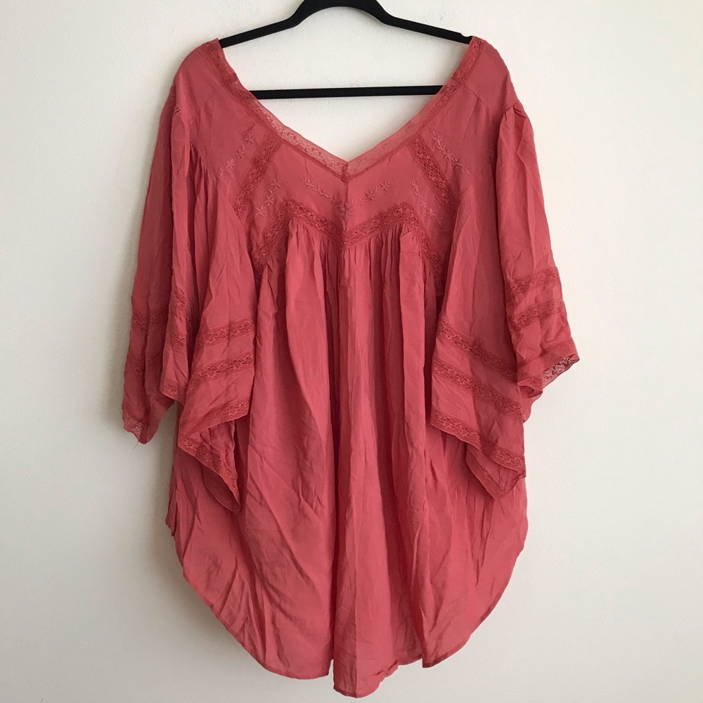 Poncho pullover red top oversized XS